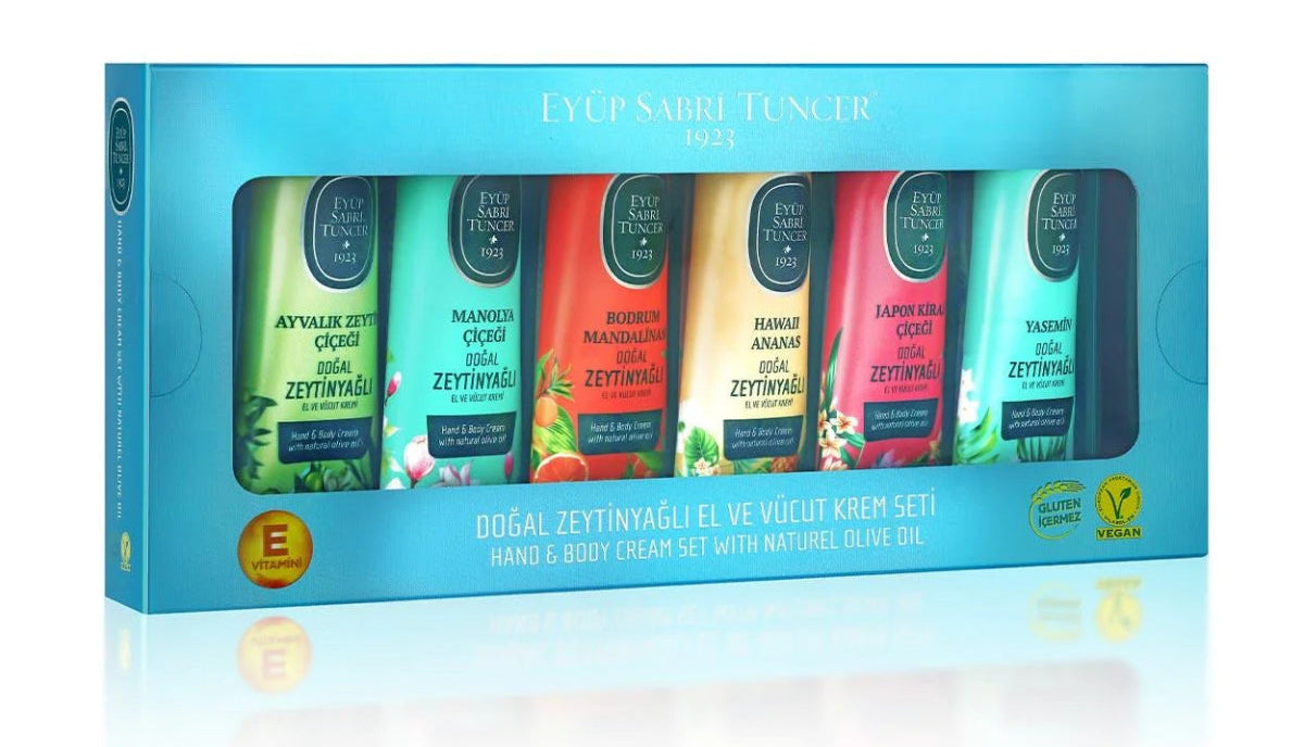 Set de 6 cremas – Aromas con aceite de oliva – 50 ml c/u – Loción corporal natural Eyüp Sabri Tuncer – Grupo DoL